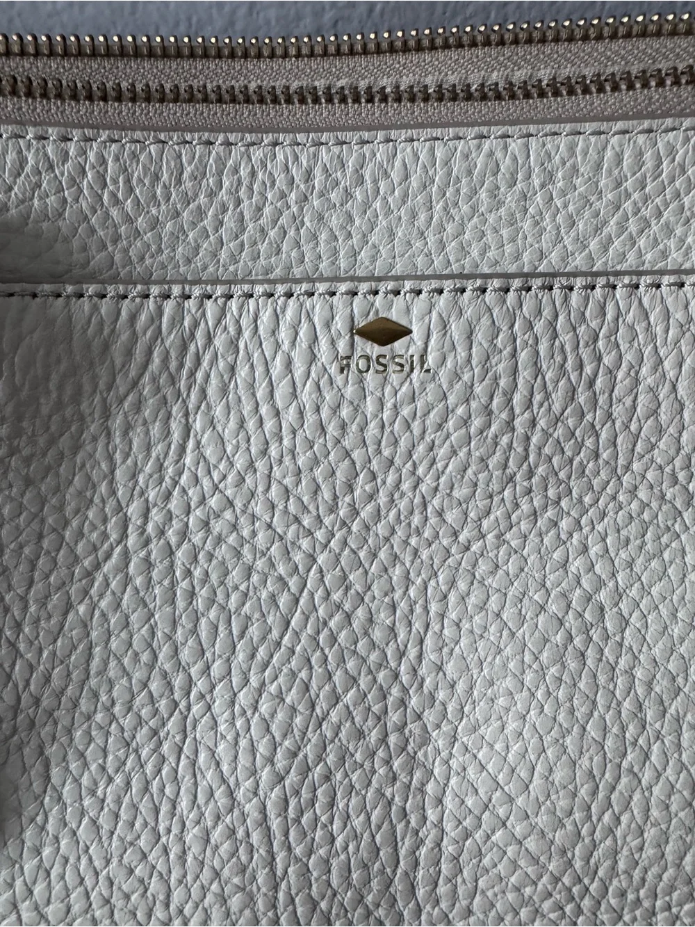 Fossil Two-Tone Cream and Brown Pebbled Leather Tote